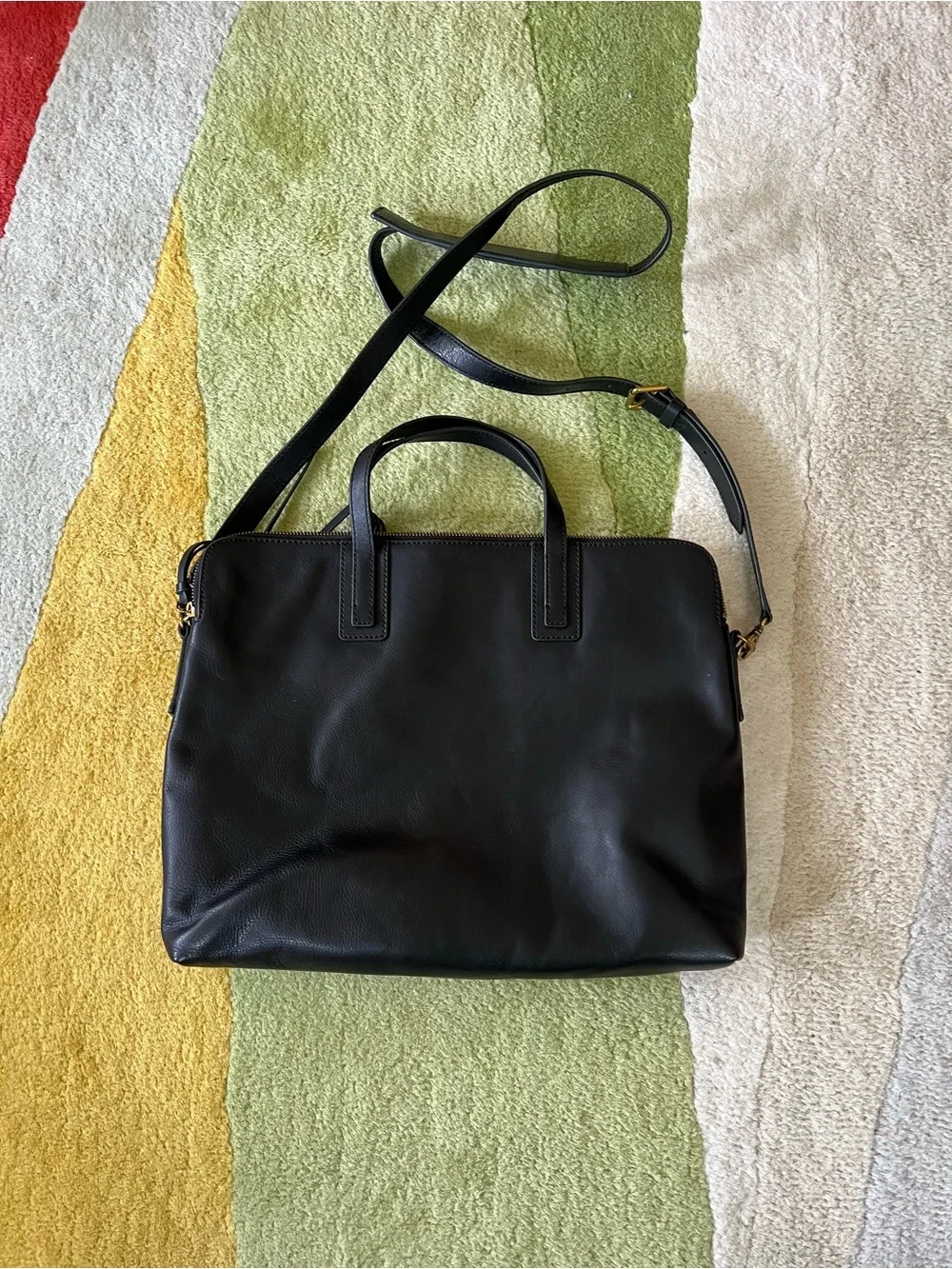 FOSSIL Women’s Black Genuine Leather Emma Laptop Satchel